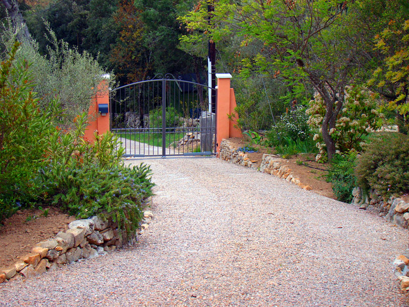 A gated driveway for safety and security.